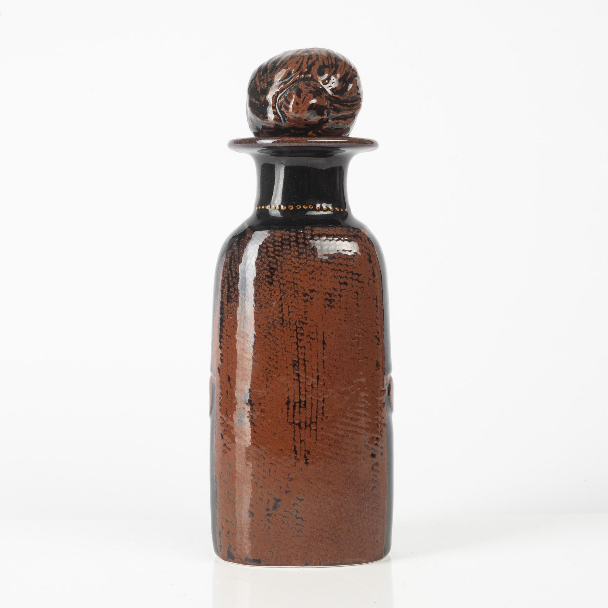 Stig Lindberg, a stoneware bottle with stopper, Gustavsbergs Studio, Sweden.