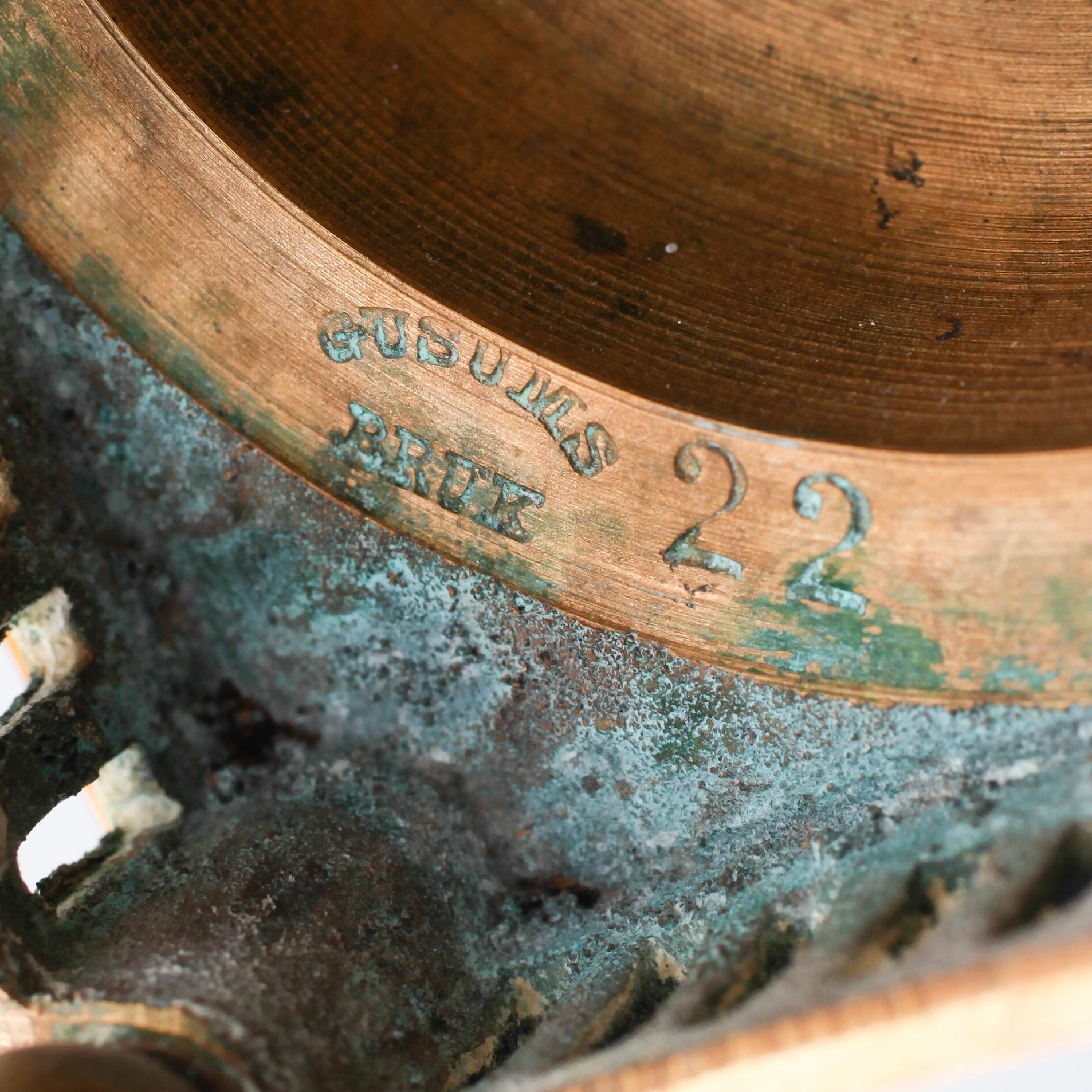 LJUSSTAKAR, 1 par, mässing, Gusums Bruk, 1900-talets första hälft.