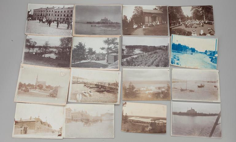 FOTOGRAFIER, ca 118 st, blåkopior 2 st, Finland, olika orter från tidigt 1900-tal.