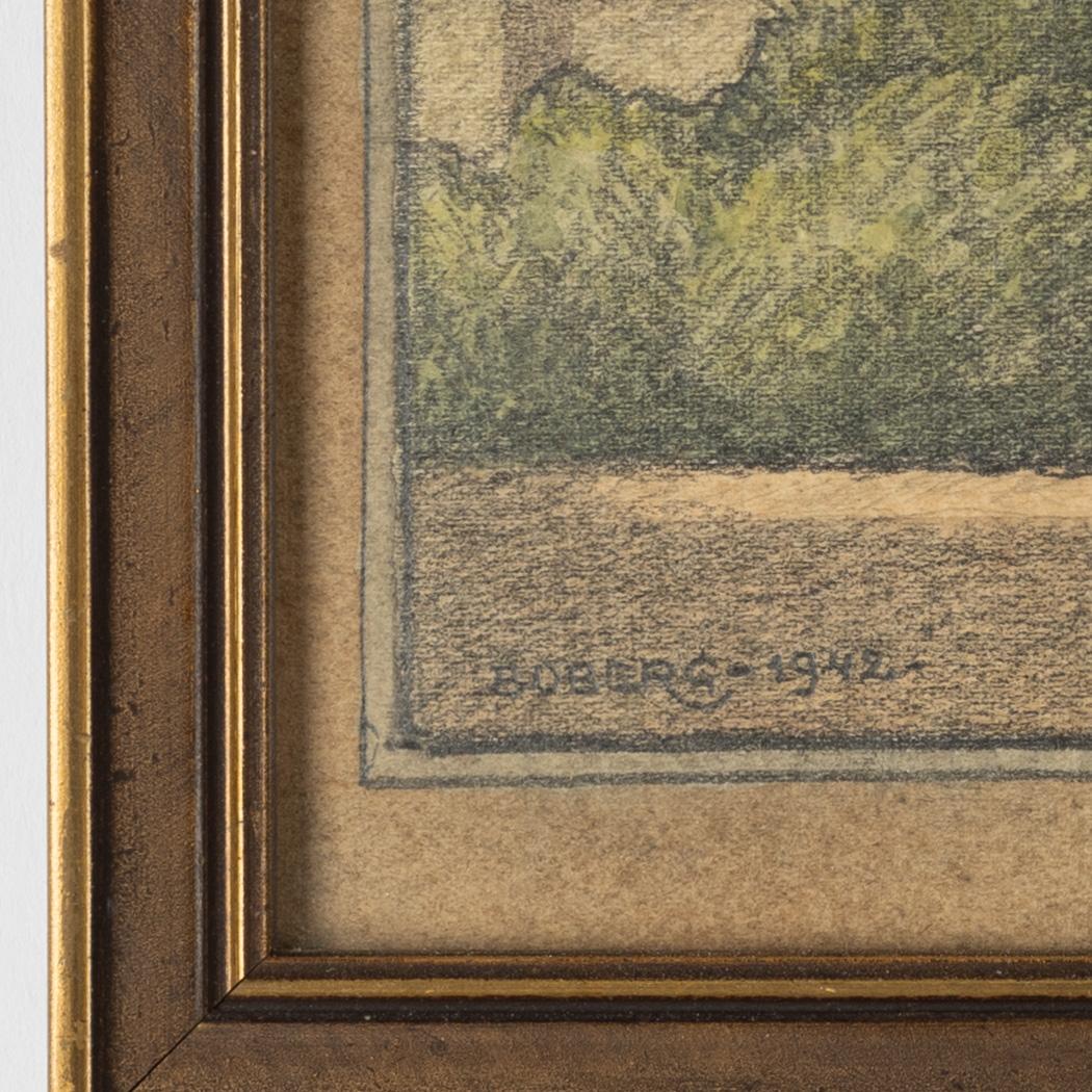 Ferdinand Boberg, drawings, 3 pcs, motifs from Djurgården, Stockholm.
