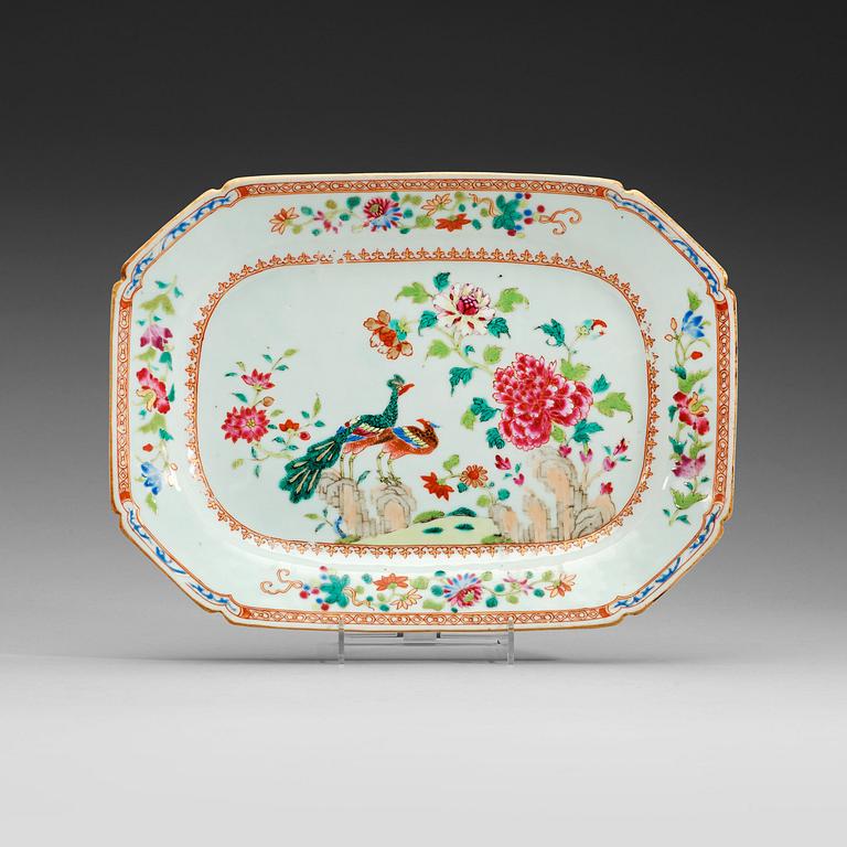 A 'Double peacock' serving dish, Qing dynasty, Qianlong (1735-95).