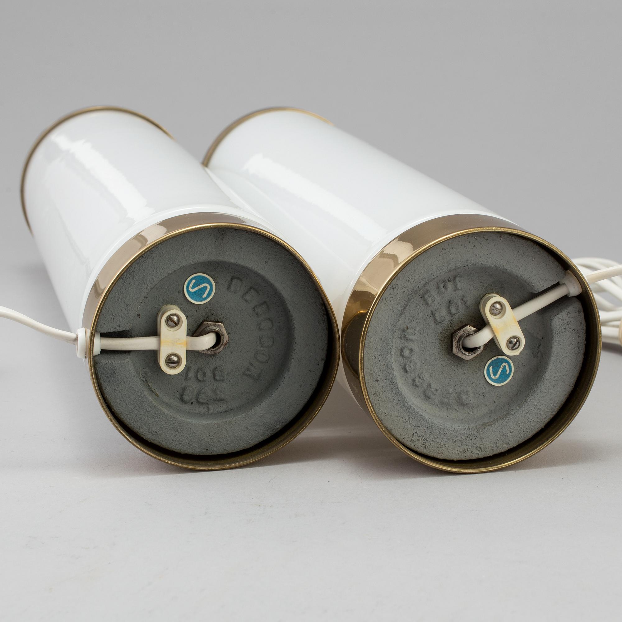 A pair of glass table lights from Bergboms, 1960's/70's.