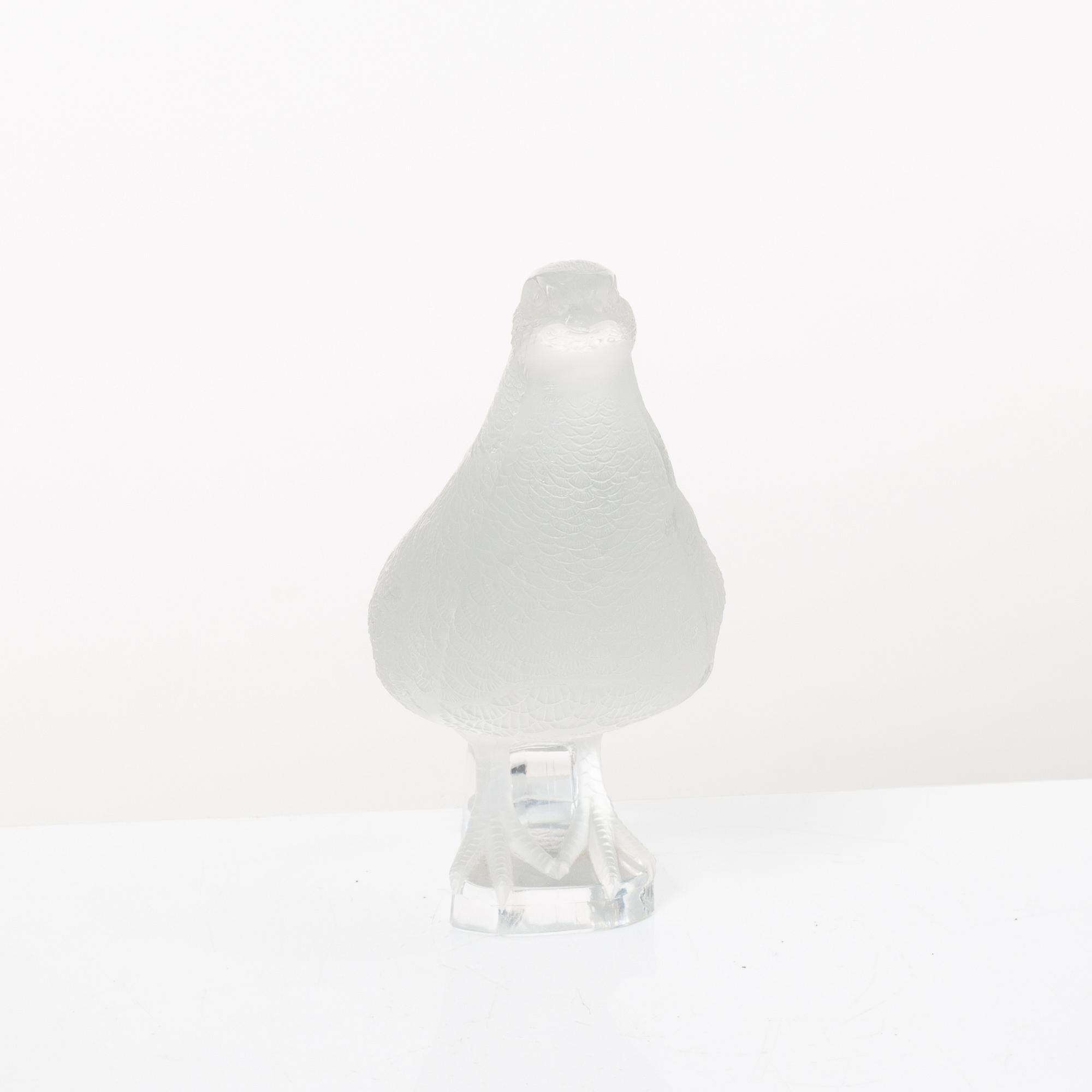 9 glass figurines, Lalique, France.