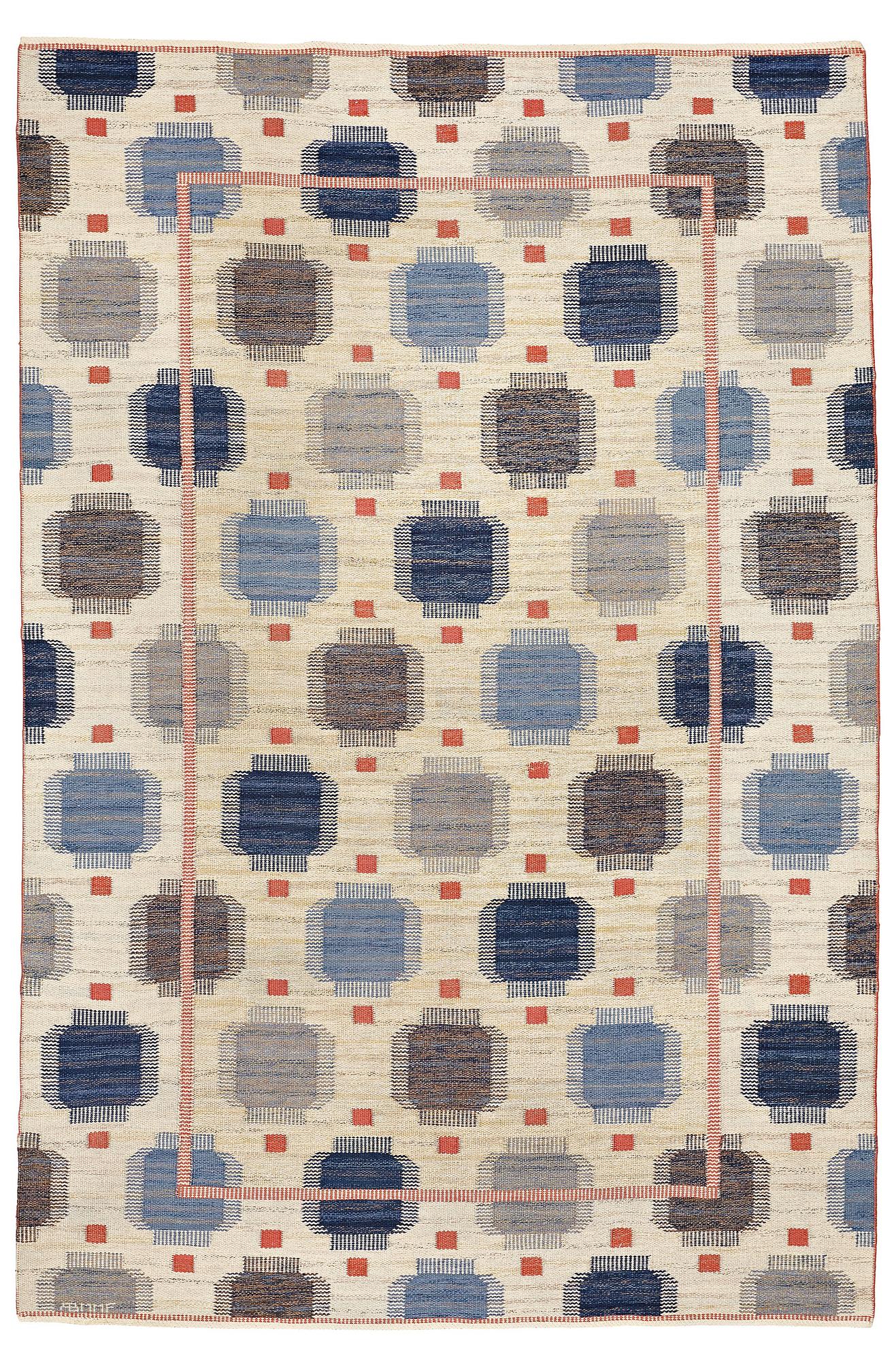 Märta Måås-Fjetterström, A CARPET, "Blåplump", flat weave, ca 301,5 x 202 cm, signed AB MMF.