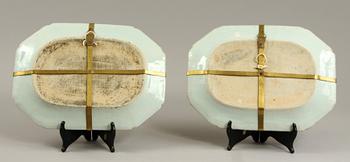 STEKFAT, 2 st, porslin, Kina, Qianlong, 1700-tal.