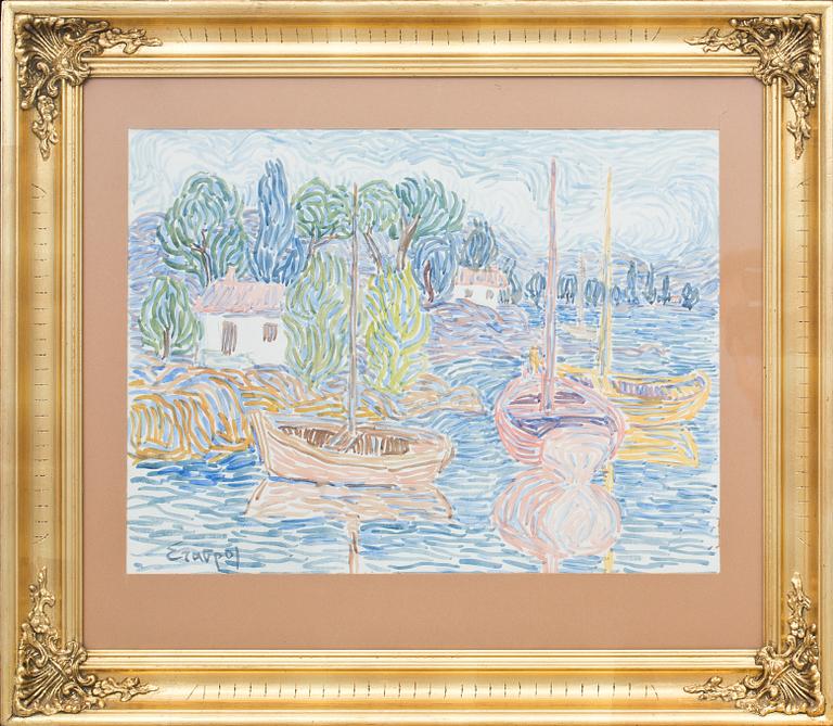 STAVROS PAPASSAVAS, akvarell, signerad.