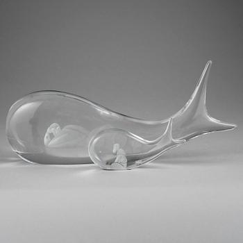 SKULPTURER, 2 st, glas, Vicke Lindstrand, Kosta.