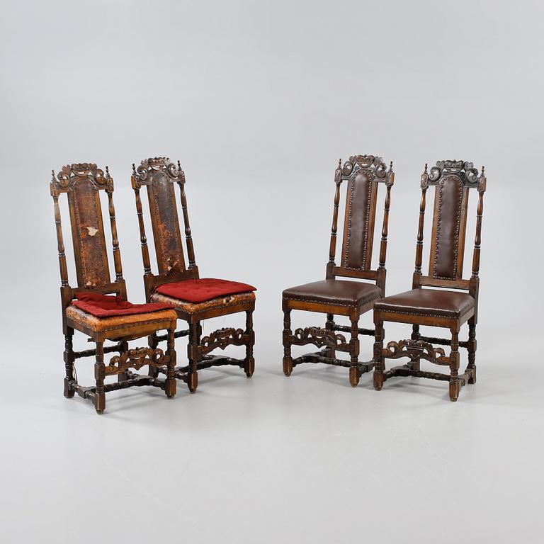 STOLAR, 2+2 st, sk "Crown chairs", barockstil, 1800-talets slut.