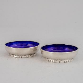 Two silver and enamel salts,  Sigvard Bernadotte for Georg Jensen, Danmark.