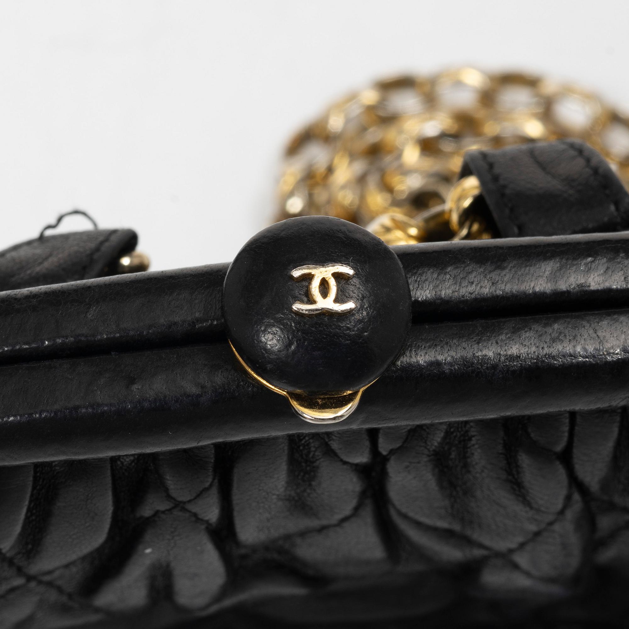 Chanel, A black leather vintage pouch, 1989-1991.