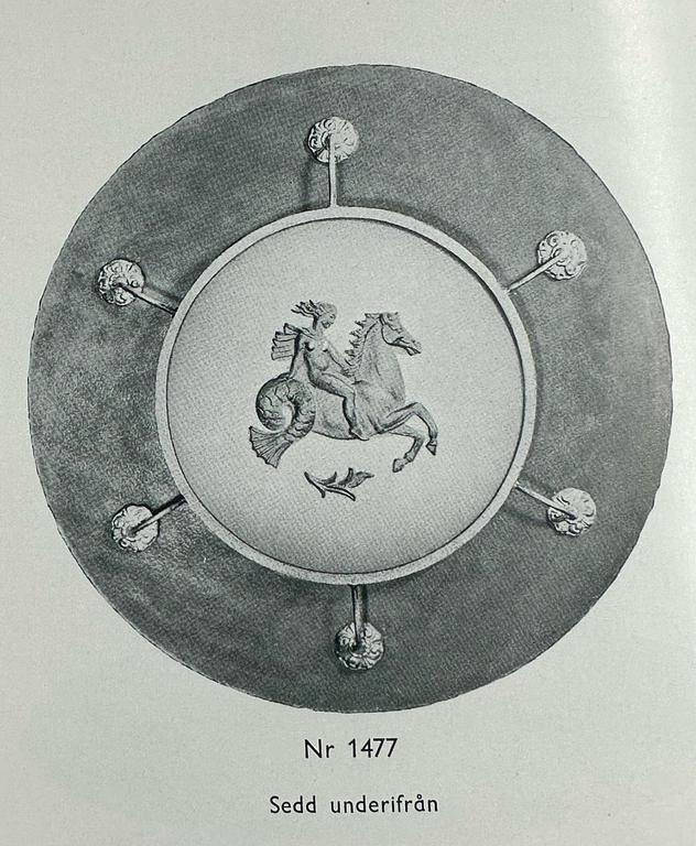 Bjerkås Armatur, taklampa, modell "1252", Swedish Modern, Göteborg 1940-tal.