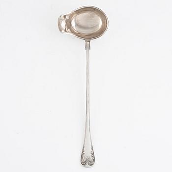 A Swedish 19th century silver plate soup ladle, mark of Carl Robert Carlström.