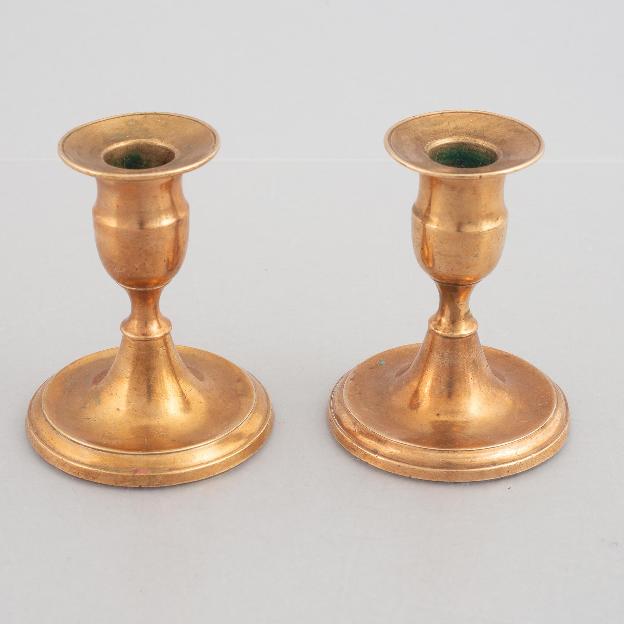 Tree Pairs of Swedish Brass Candlesticks from Skultuna Messingsbruk, 19th Century.