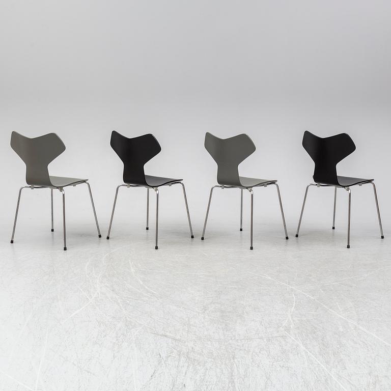 ARNE JACOBSEN, STOLAR, fyra stycken"Grand Prix" Fritz Hansen, Danmark, 2015.