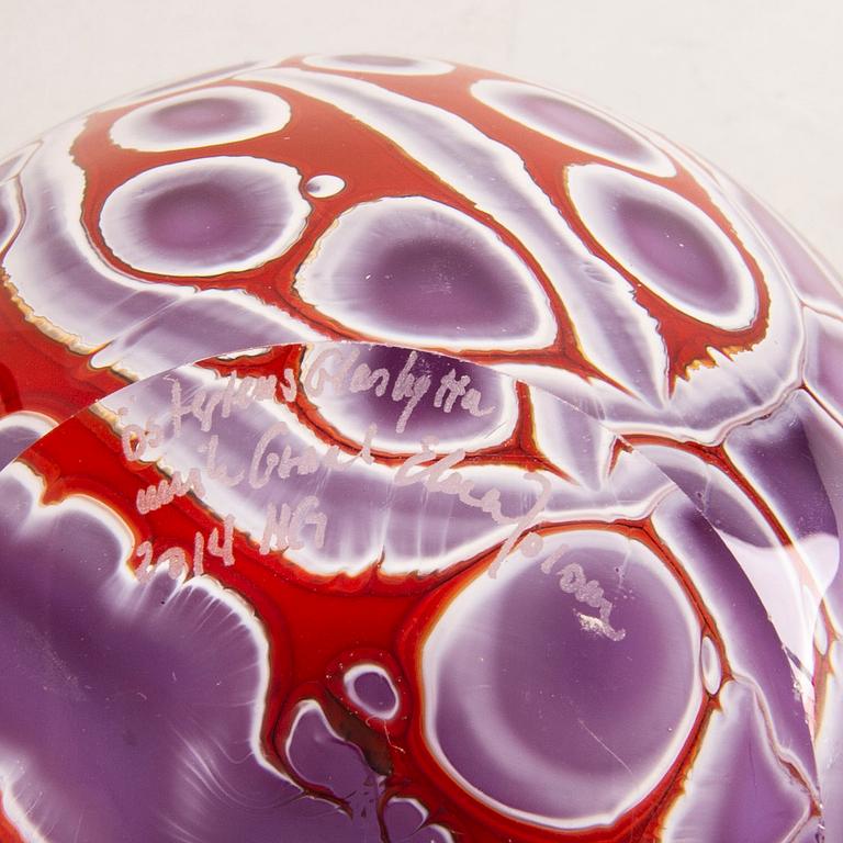 Elna Melusine Jolom, a signed graal unique vase 2014 Österlens glashytta.