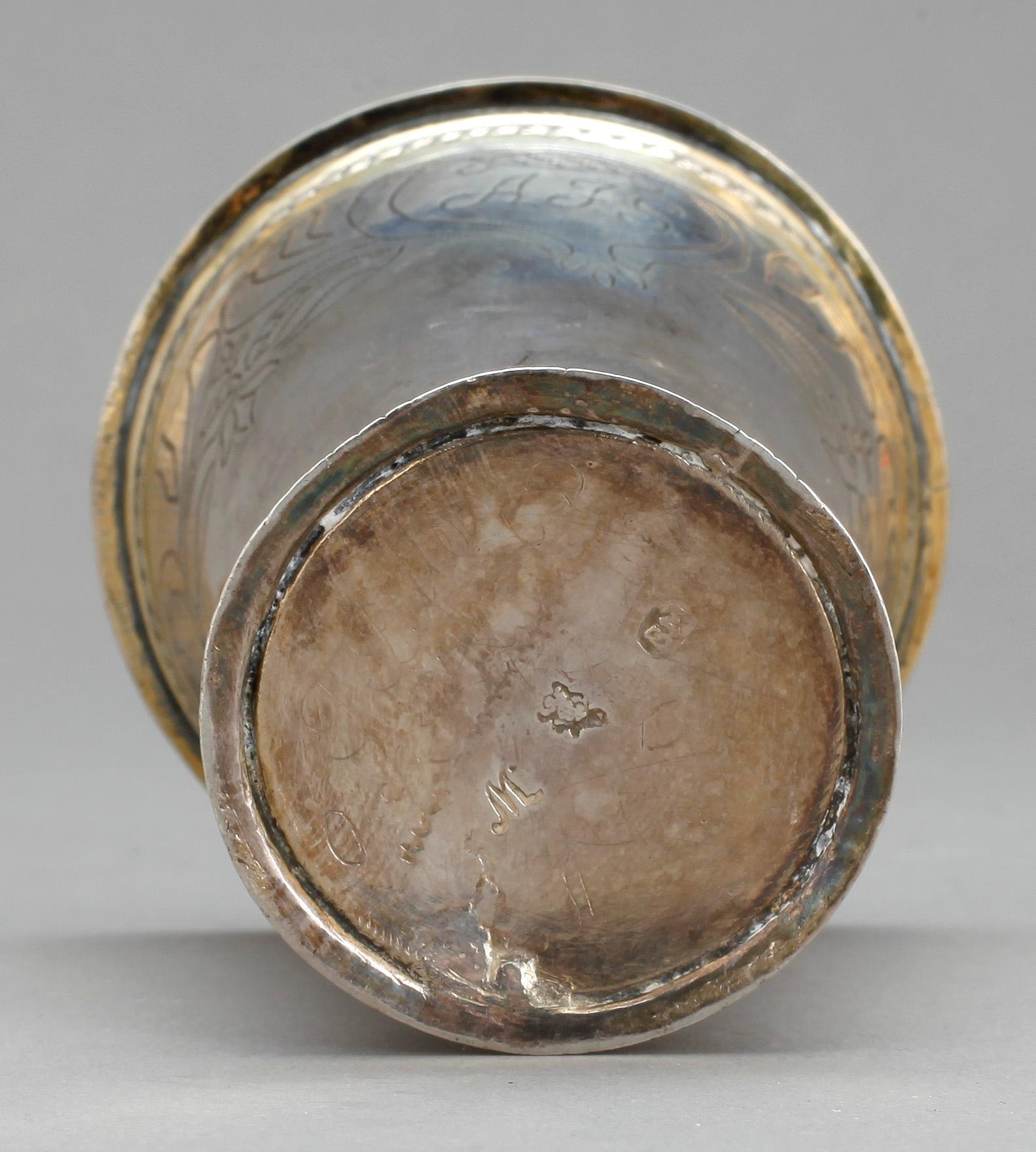 BÄGARE, silver, Berendt Möller, Stockholm, 1724. Vikt ca 70 gram.
