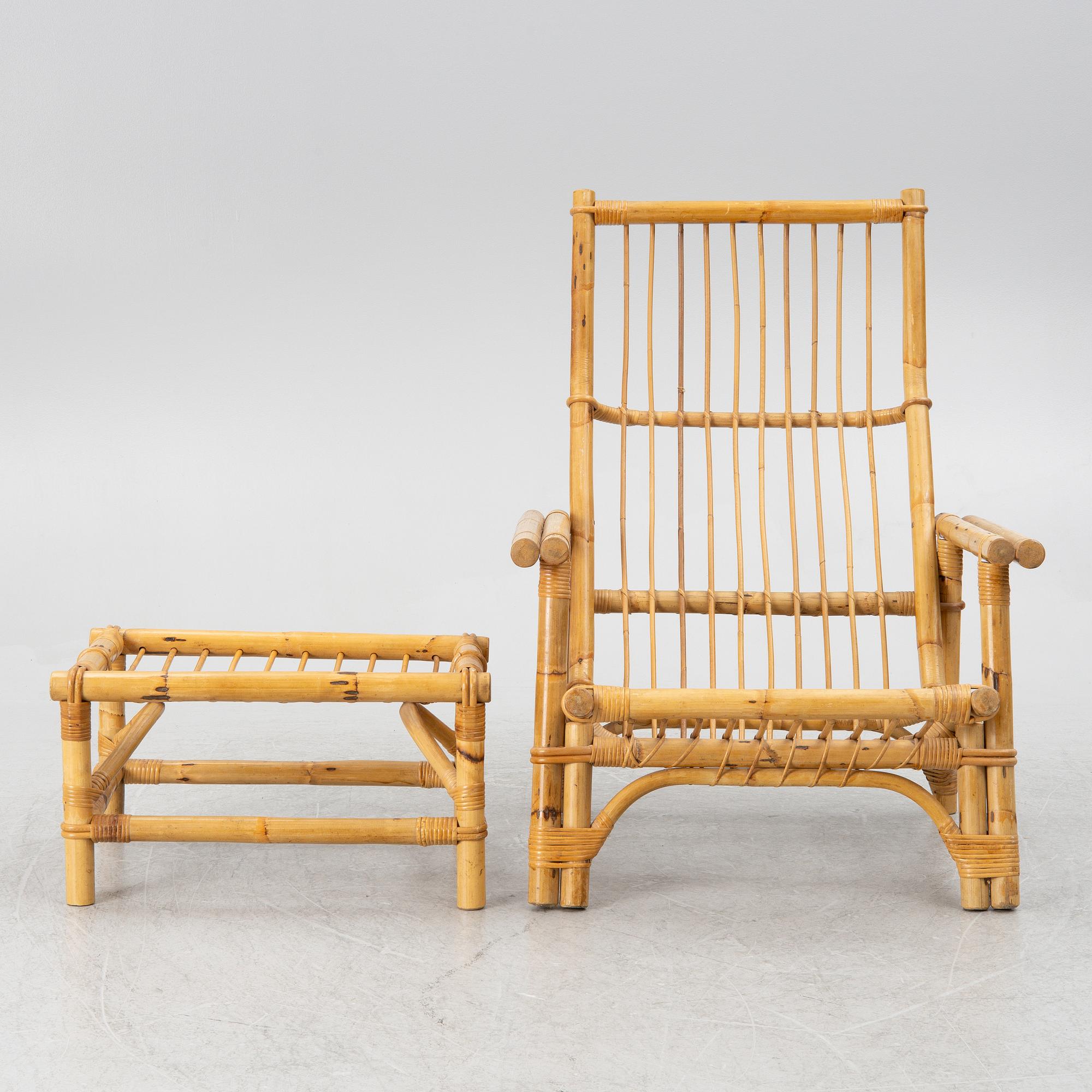 An easy chair with foot stool, end of the 20th century.