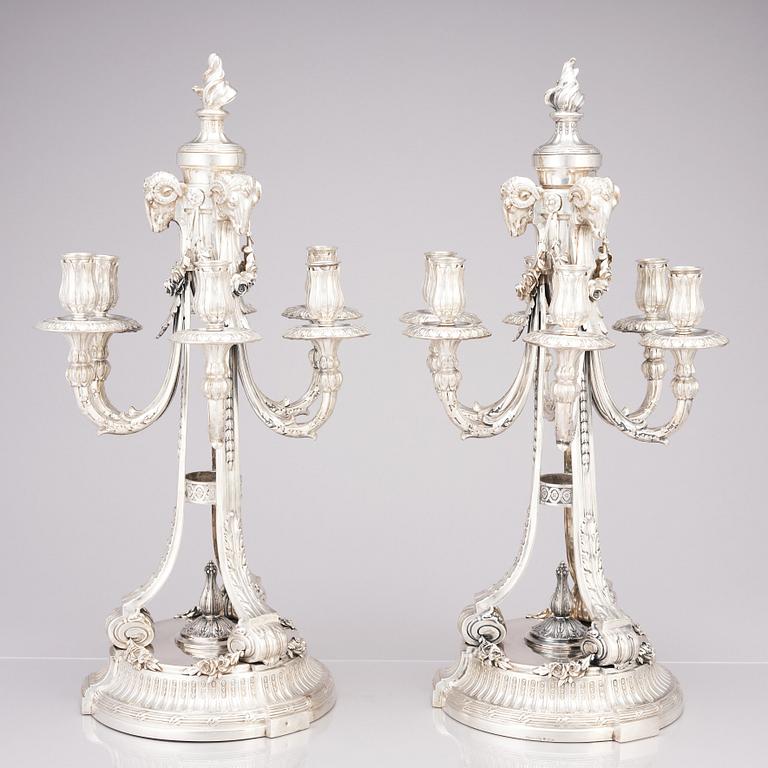 A pair of Swedish silver candelabras, CH Hallberg, Stockholm 1907.