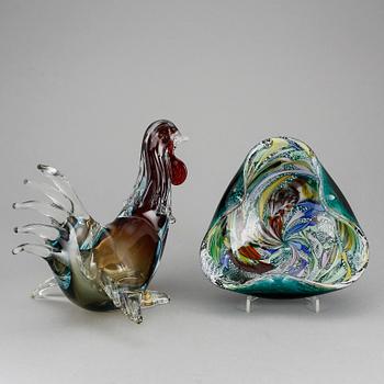 FIGURIN och SKÅL, glas, Murano, Italien, 1900-tal.