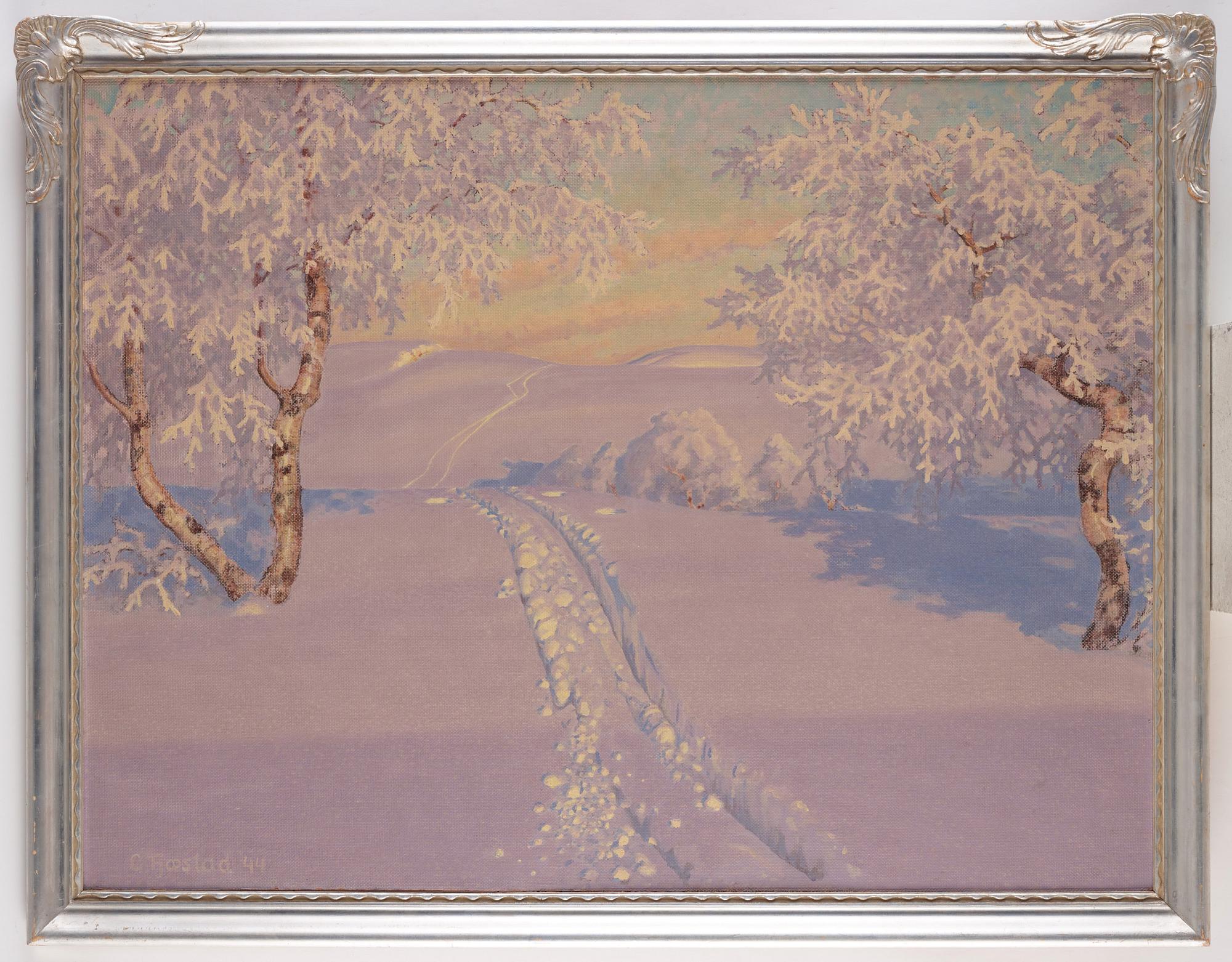 Gustaf Fjaestad, Ski Tracks in the Afternoon Sun.