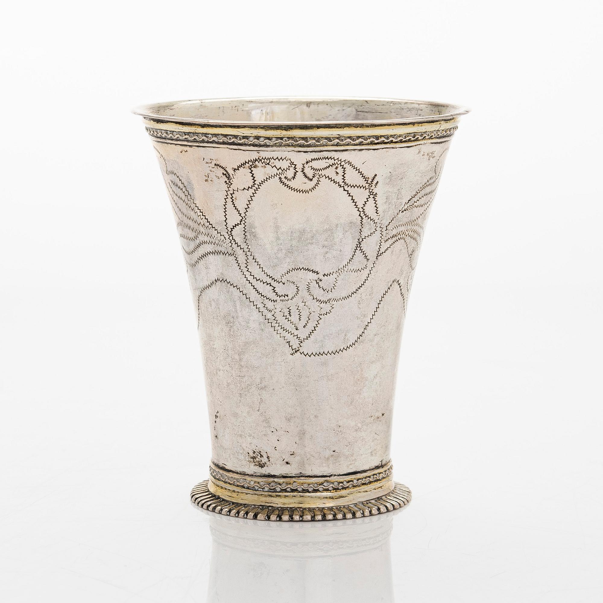 A Swedish 18th century parcel-gilt silver beaker, mark of Martin Bernström, Härnösand (active 1742-1779 (1782)).