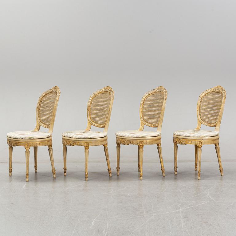 A set of four Louis XVI-style chairs from the early 20th century.