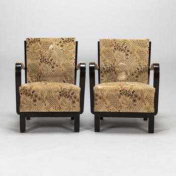 A pair of 1930s 'Panu' armchairs model 234, Asko Finland.
