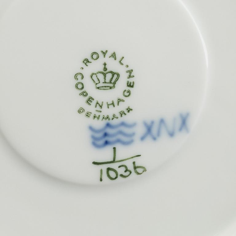 A set of 17 porcelain chocolat cups and saucers Musselmalet Royal Copenhagen Denmark.