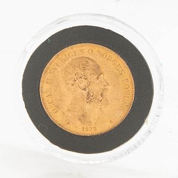 Gold coin Sweden, Oscar II 20 kr, 1873.