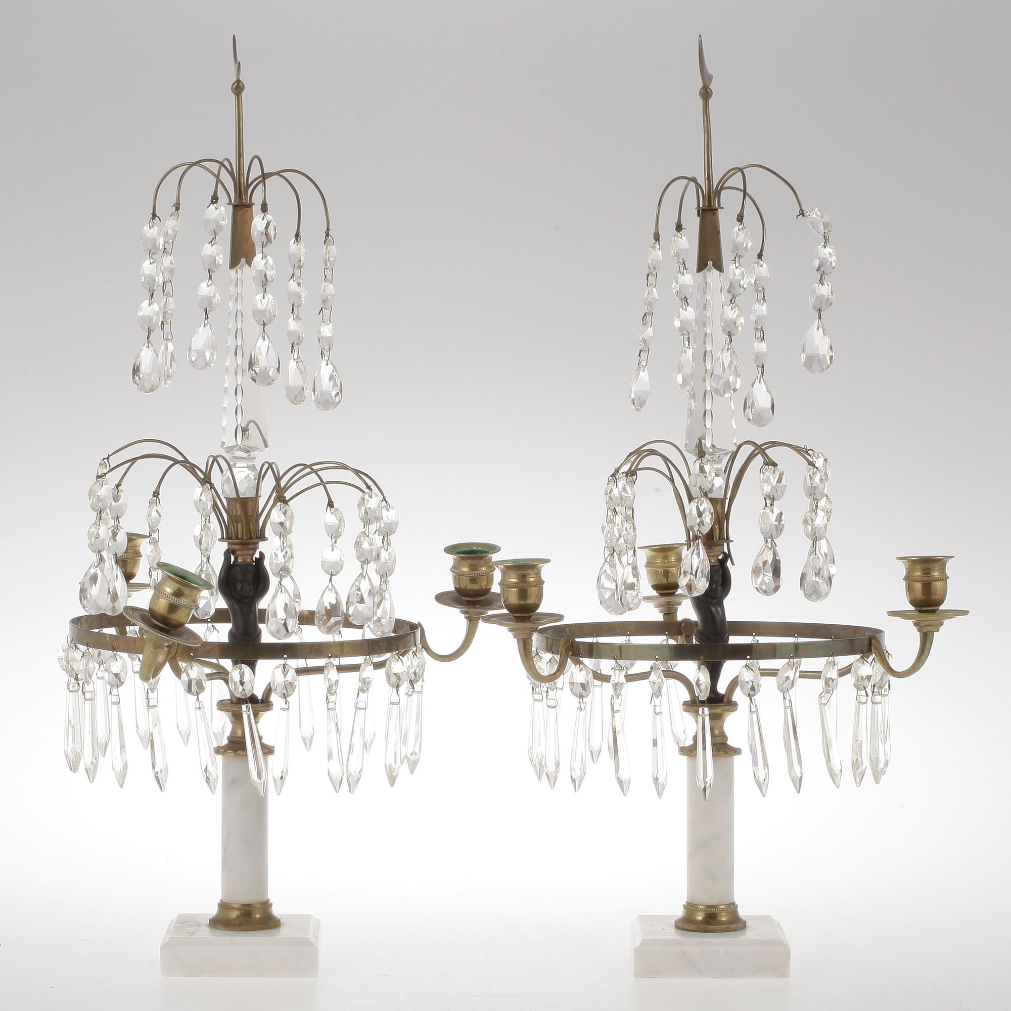 BORDSLYSTRAR, ett par, gustaviansk stil, sent 1800-tal.