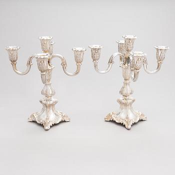 A pair of 5-candle silver candelabra, Auran Kultaseppä, Turku 1970.