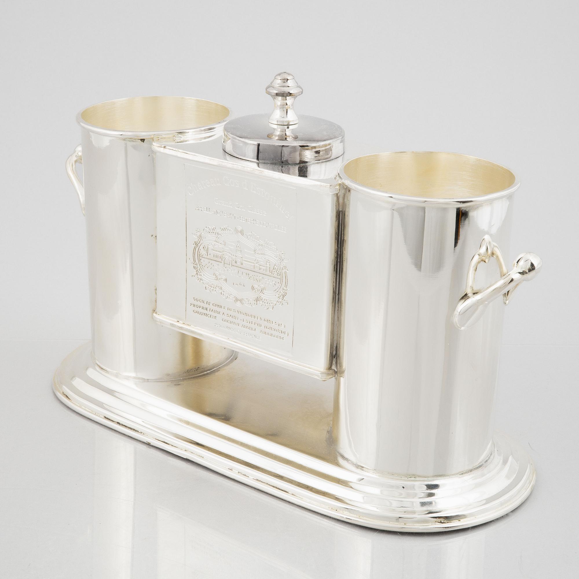 A silver-plate wine cooler, 21st century.