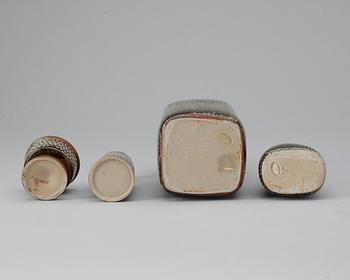 STIG LINDBERG, vaser, 3 st samt skål. Gustavsberg Studio 1965-68.