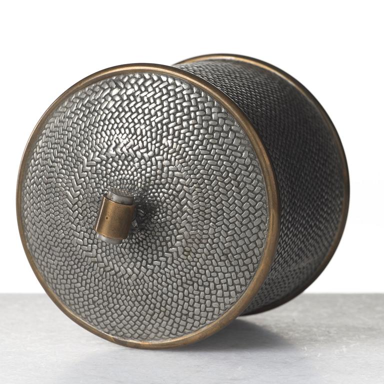 Björn Trägårdh, a pewter and brass jar with cover by Svenskt Tenn, Stockholm 1952.