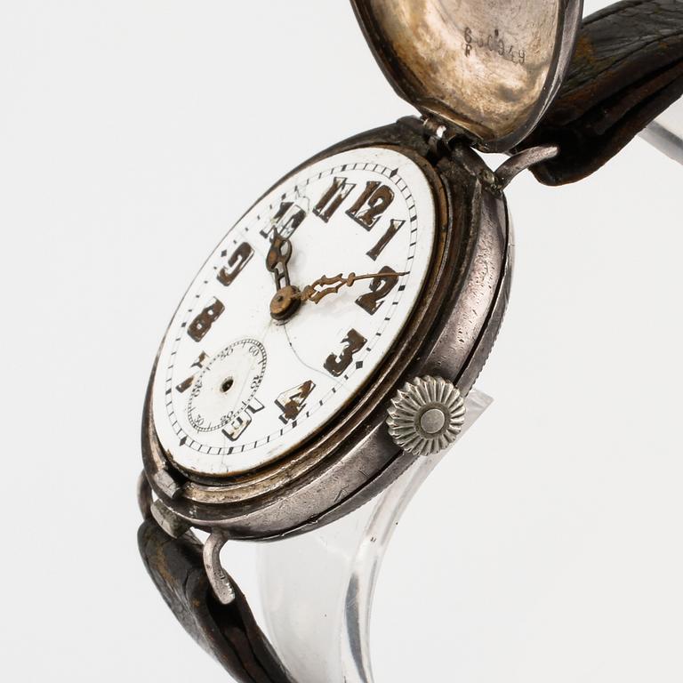 WRISTWATCH, so called hunting watch, case marked "GS", 35 mm.