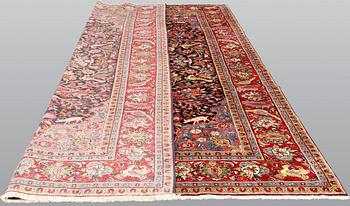 A carpet, Figural Shahraza, ca 370 x 234 cm.