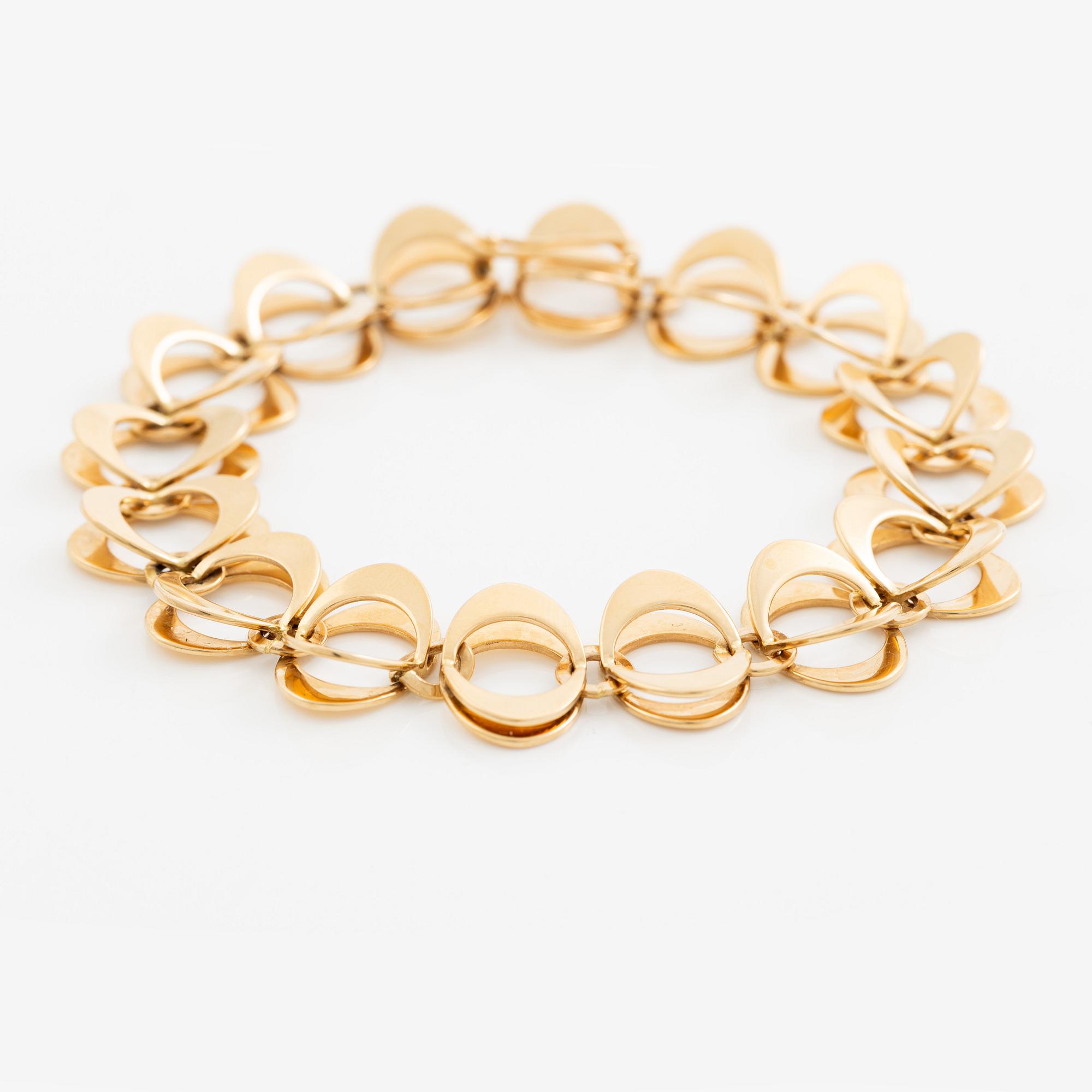 Theresia Hvorslev, en collier och ett armband, 18K guld, Falköping 1969.