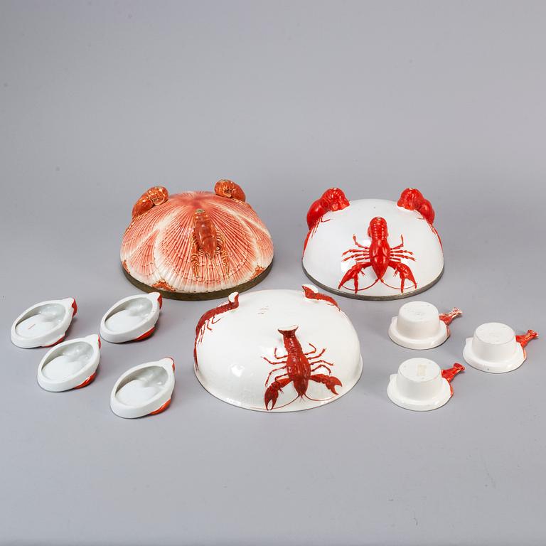 10 crayfish creamware bowls, one Sarreguemines, 20th century.