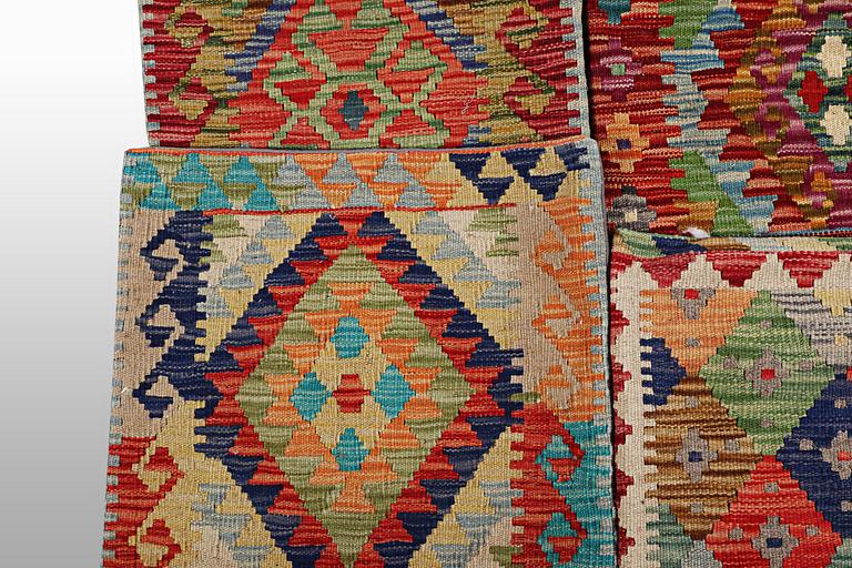 Six Kilim pillows, ca 40 x 40 cm each.