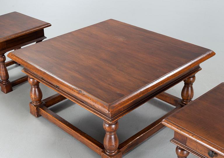 A coffee table and two side tables from Italy, second half of the 20th century.