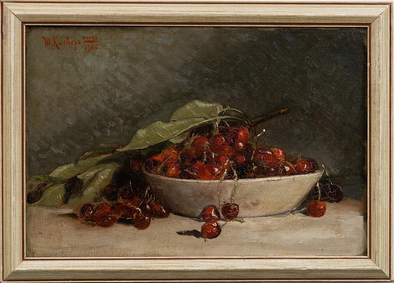 JULI JULIEVICH KLEVER, POIKA/SON, STILL LIFE WITH CHERRIES.