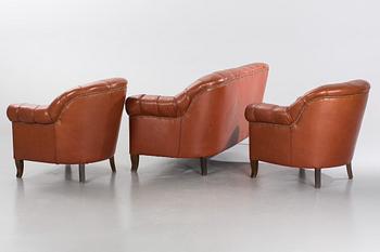 SOFFGRUPP, 3 delar, "Chesterfield". 1920-tal.