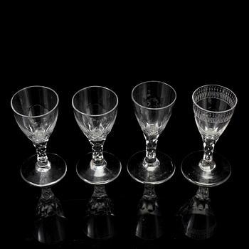 FOUR WINE GLASSES, late 18th or early 19th century.