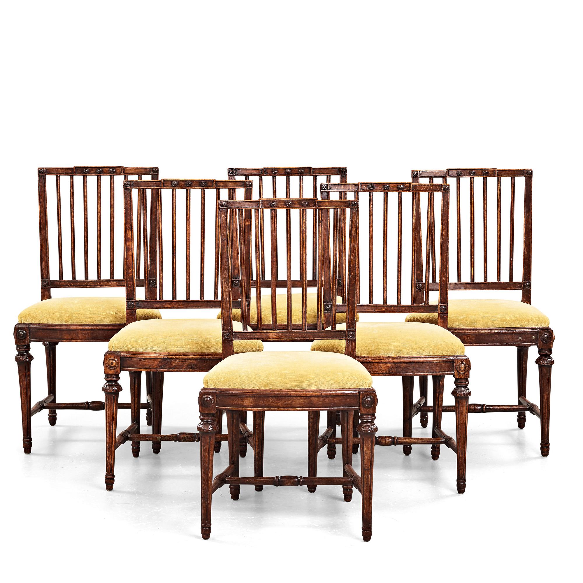 Six Gustavian chairs by Johan Erik Höglander (master in Stockholm 1777).