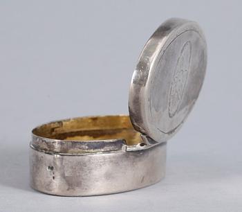 SNUSDOSA, silver, Sven Granbeck, Västervik 1801. Vikt ca 90 gram.