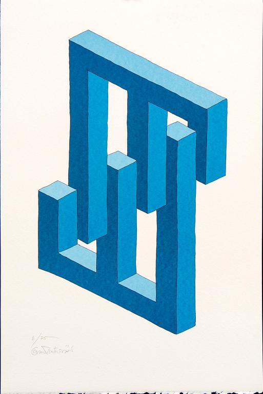 Oscar Reutersvärd, three color lithographs, signed 6/75, 4/75 samt HC.