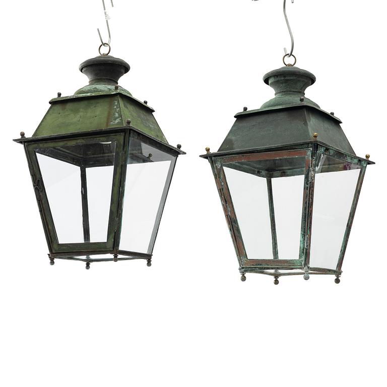 Ceiling lanterns, a pair, late 19th century.