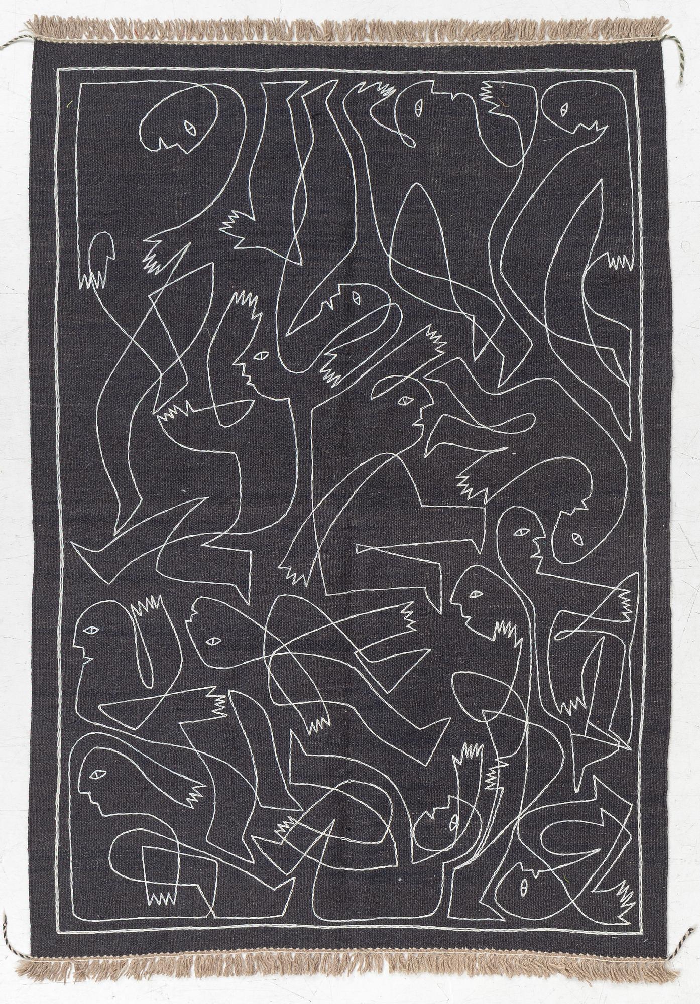 Matta, handbroderad Kelim, 183 x 126 cm.