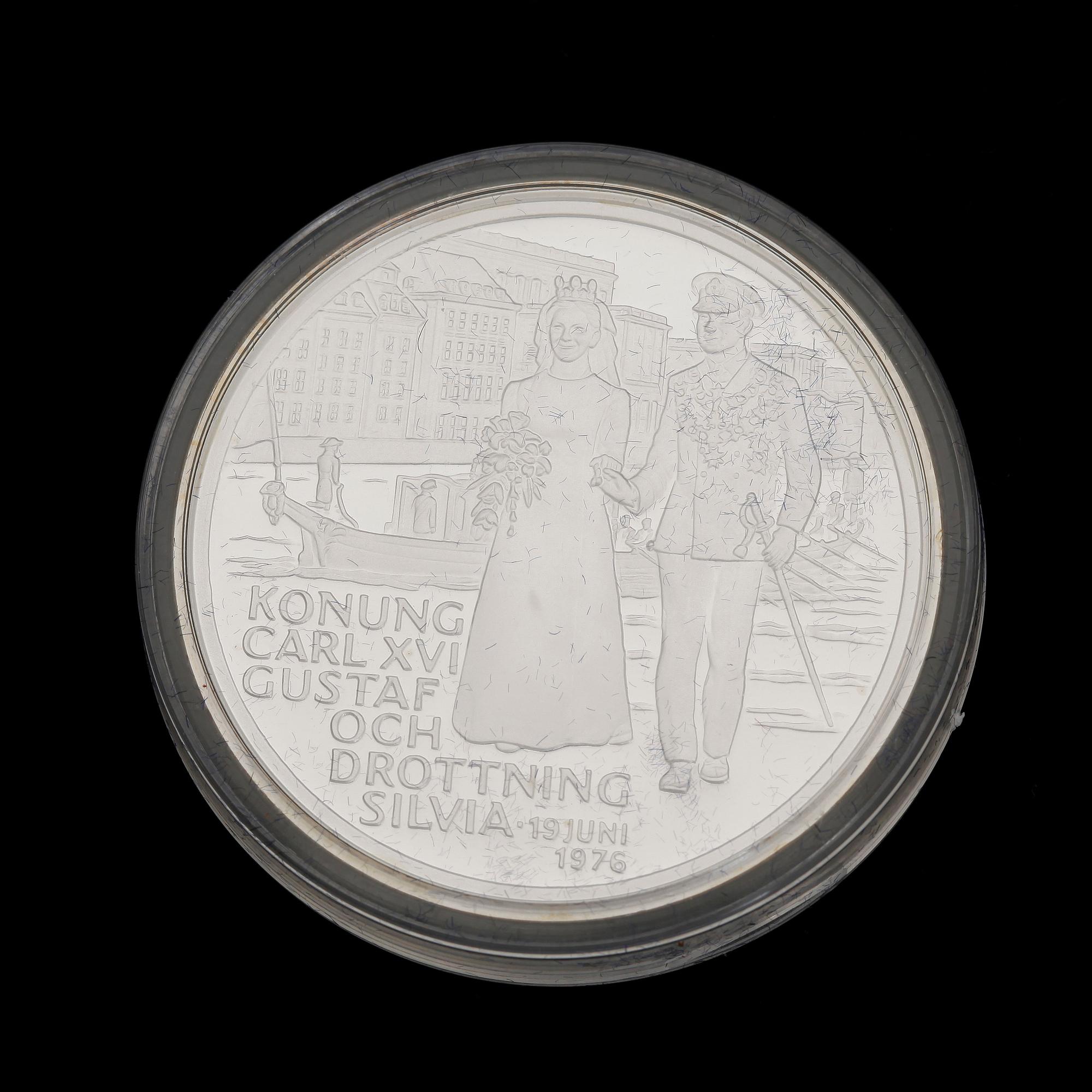 MINNESMYNT, 35 st, sterlingsilver, "Sveriges regenter", ca 945 g.
