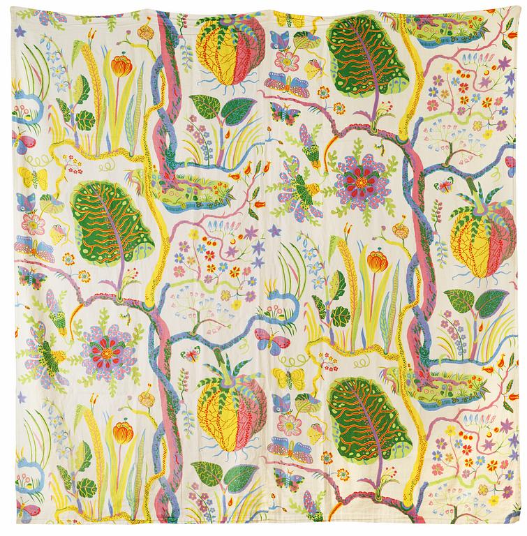 A Josef Frank bedspead by Svenskt Tenn.